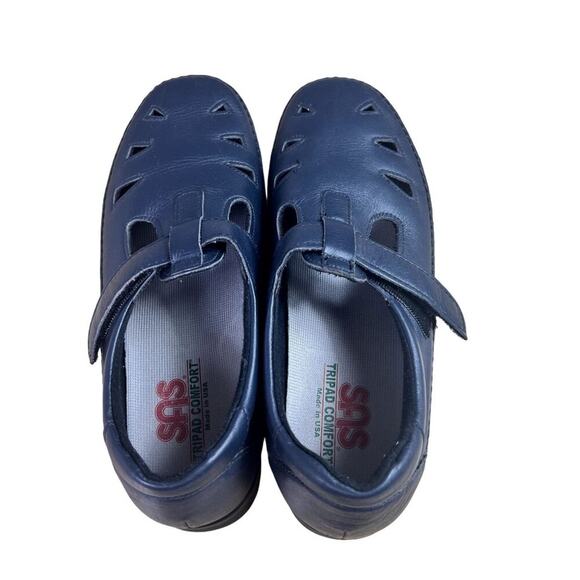 SAS Roamer Slip On Loafer Walking Comfort T Strap Leather Cutout Diabetic Tripad - Picture 1 of 16